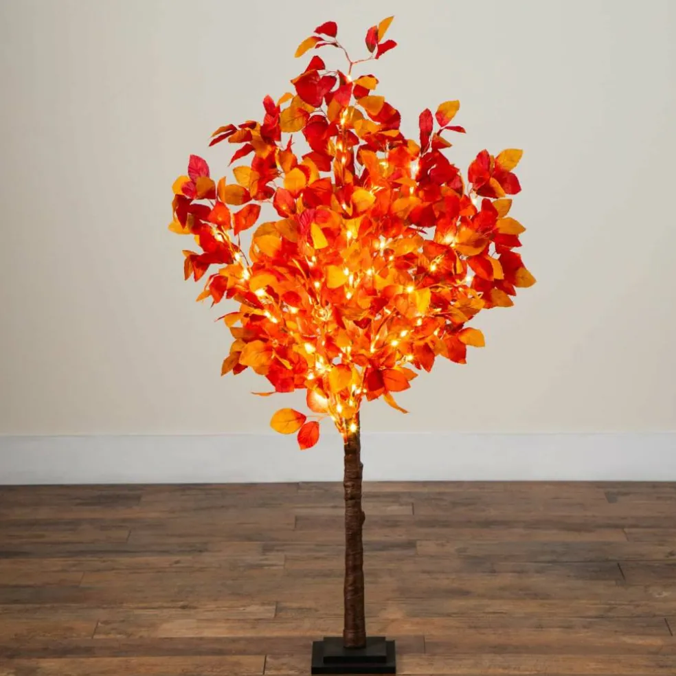 4ft. Pre-Lit Autumn Artificial Fall Tree with 160 Warm White LED Lights