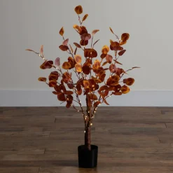 3ft. Pre-Lit Autumn Eucalyptus Artificial Fall Tree with 80 Warm White LED Lights