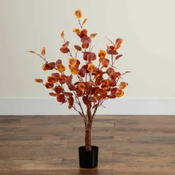 3ft. Pre-Lit Autumn Eucalyptus Artificial Fall Tree with 80 Warm White LED Lights