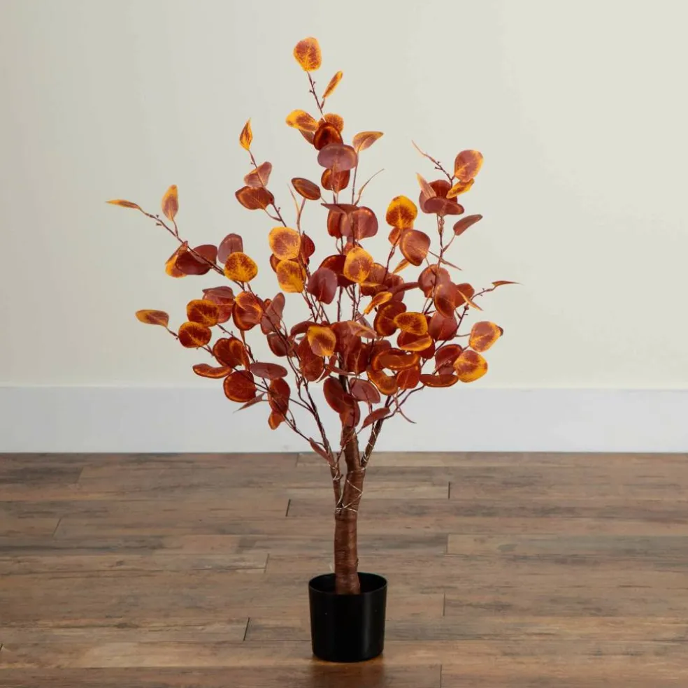 3ft. Pre-Lit Autumn Eucalyptus Artificial Fall Tree with 80 Warm White LED Lights