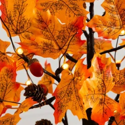 2ft. Pre-Lit Autumn Maple Artificial Fall Tree with Acorns & Pinecones and 18 Warm White LED Lights