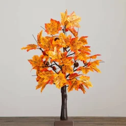2ft. Pre-Lit Autumn Maple Artificial Fall Tree with Acorns & Pinecones and 18 Warm White LED Lights