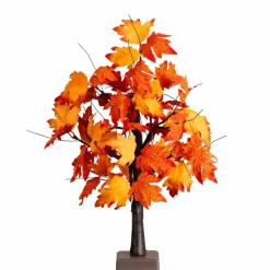2ft. Pre-Lit Bright Autumn Maple Artificial Fall Tree with 24 Warm White LED Lights and Detachable Base
