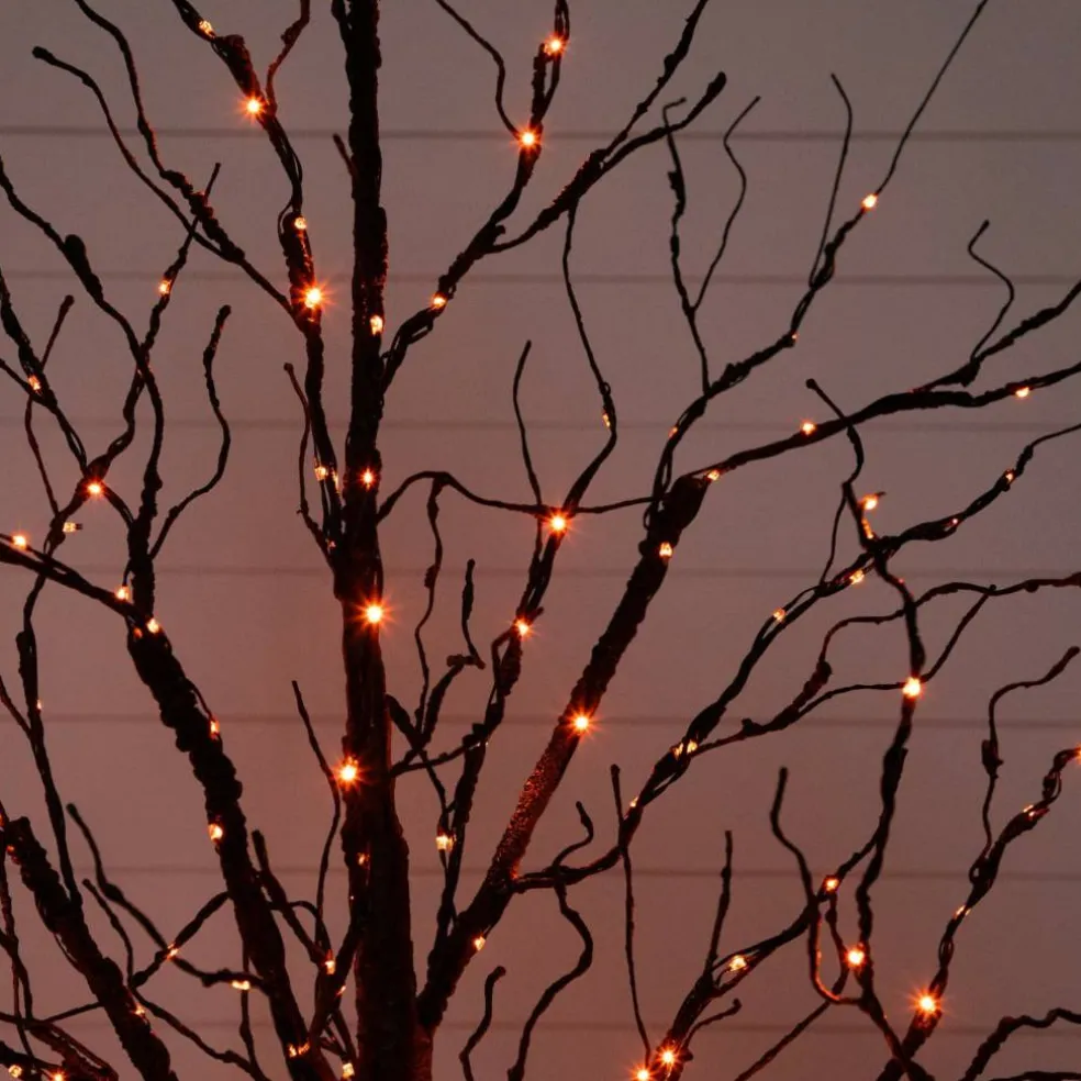 5ft. Pre-Lit Halloween Black Twig Artificial Tree with 240 Orange & Purple LED Lights