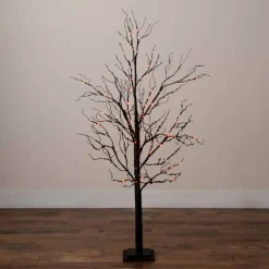 5ft. Pre-Lit Halloween Black Twig Artificial Tree with 240 Orange & Purple LED Lights