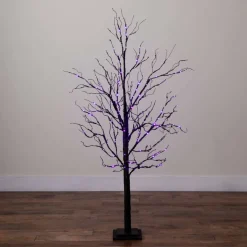 5ft. Pre-Lit Halloween Black Twig Artificial Tree with 240 Orange & Purple LED Lights