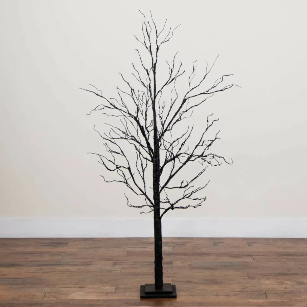 5ft. Pre-Lit Halloween Black Twig Artificial Tree with 240 Orange & Purple LED Lights