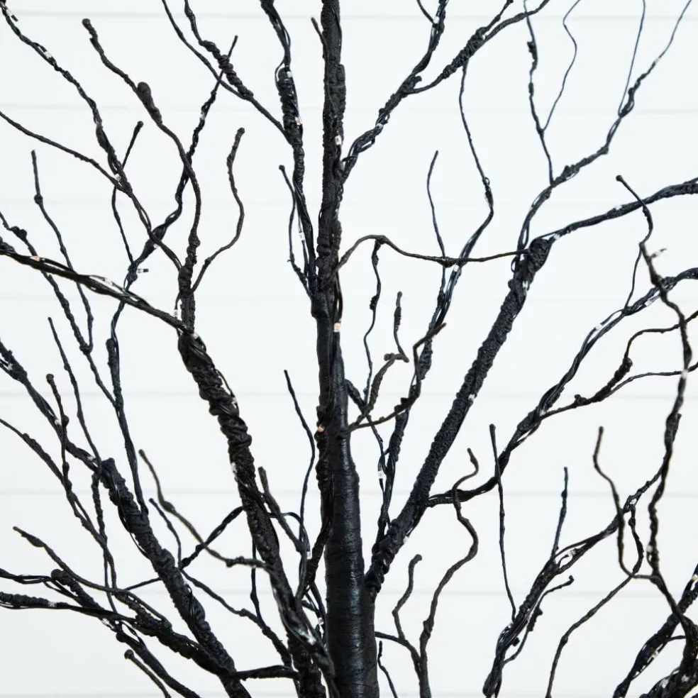5ft. Pre-Lit Halloween Black Twig Artificial Tree with 240 Orange & Purple LED Lights