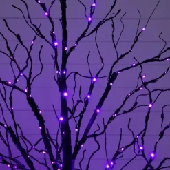 5ft. Pre-Lit Halloween Black Twig Artificial Tree with 240 Orange & Purple LED Lights