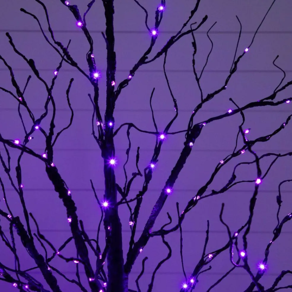 5ft. Pre-Lit Halloween Black Twig Artificial Tree with 240 Orange & Purple LED Lights