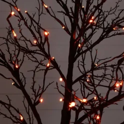 7ft. Pre-Lit Halloween Deluxe Black Twig Artificial Tree with 180 Orange & Purple LED Lights