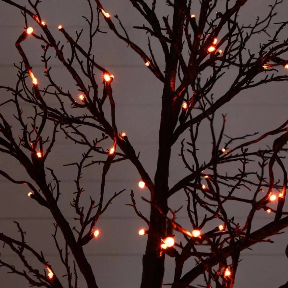 7ft. Pre-Lit Halloween Deluxe Black Twig Artificial Tree with 180 Orange & Purple LED Lights