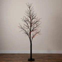 7ft. Pre-Lit Halloween Deluxe Black Twig Artificial Tree with 180 Orange & Purple LED Lights