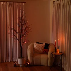 7ft. Pre-Lit Halloween Deluxe Black Twig Artificial Tree with 180 Orange & Purple LED Lights