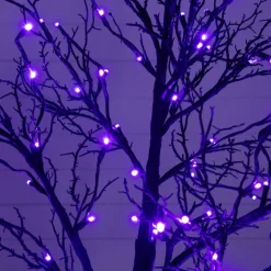 7ft. Pre-Lit Halloween Deluxe Black Twig Artificial Tree with 180 Orange & Purple LED Lights