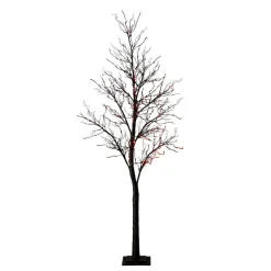 7ft. Pre-Lit Halloween Deluxe Black Twig Artificial Tree with 180 Orange & Purple LED Lights