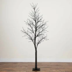 7ft. Pre-Lit Halloween Deluxe Black Twig Artificial Tree with 180 Orange & Purple LED Lights