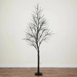 8ft. Pre-Lit Halloween Deluxe Black Twig Artificial Tree with 216 Orange & Purple LED Lights