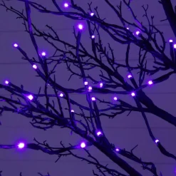 8ft. Pre-Lit Halloween Deluxe Black Twig Artificial Tree with 216 Orange & Purple LED Lights