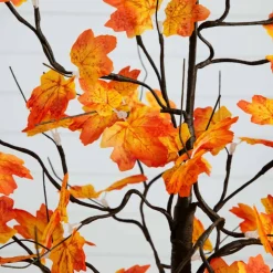 4ft. Pre-Lit Minimalist Autumn Maple Artificial Fall Tree with 56 Warm White LED Lights