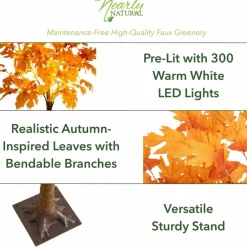 6ft. Pre-Lit Orange Autumn Maple Artificial Fall Tree