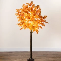 6ft. Pre-Lit Orange Autumn Maple Artificial Fall Tree