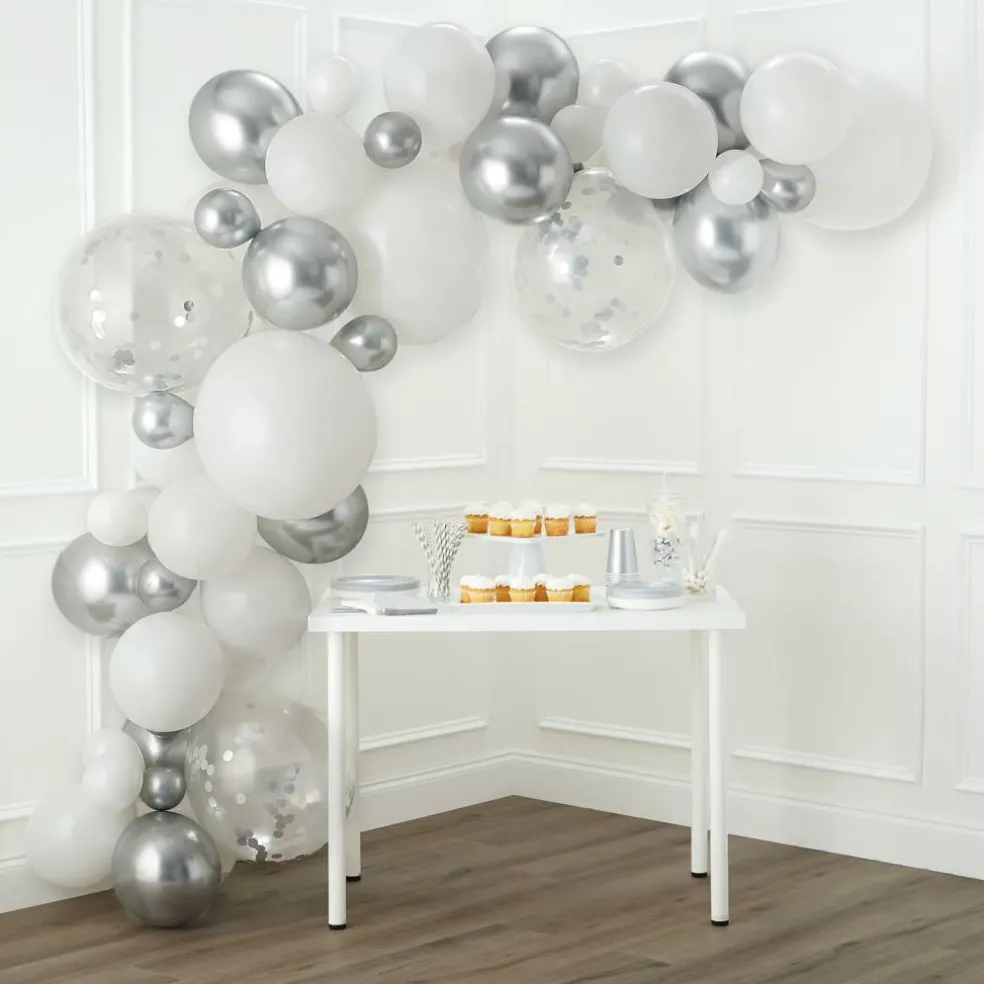 10ft. Silver & White Balloon Garland by Celebrate It™