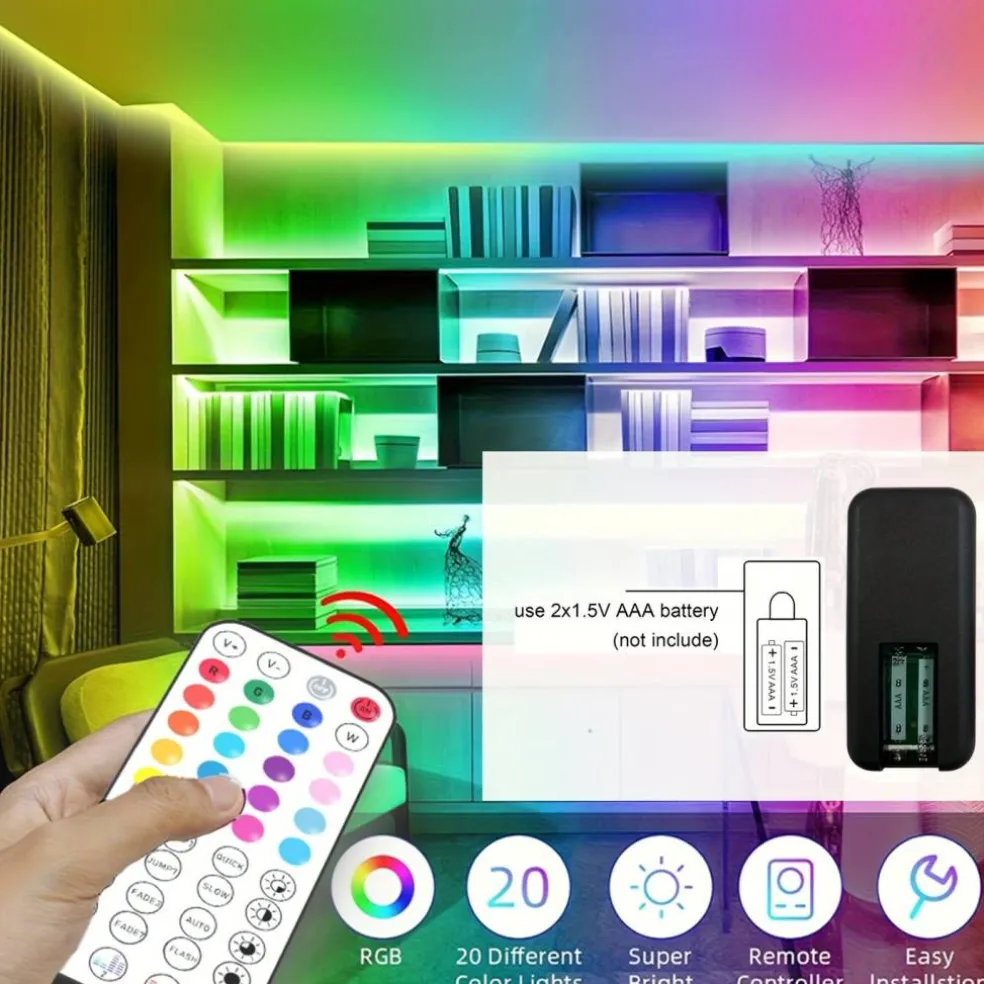 100ft Smart LED Strip Lights for Bedroom RGB LED Lights with App and Remote Control