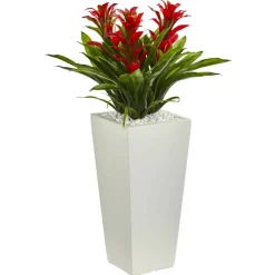2ft. Triple Bromeliad Artificial Plant in White Tower Planter