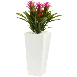 2ft. Triple Bromeliad Plant in White Tower Planter