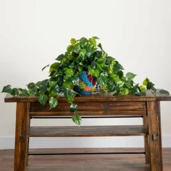 3.5ft. UV-Resistant Artificial Philodendron in Handmade Mexican Talavera Ceramic Planter