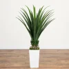 4ft. UV Resistant Artificial Spiked Agave Plant in White Tower Planter (Indoor/Outdoor)