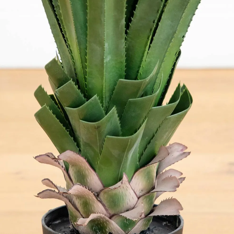 4ft. UV Resistant Artificial Spiked Agave Plant in White Tower Planter (Indoor/Outdoor)