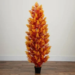 5ft. UV Resistant Autumn Artificial Fall Cedar Tree (Indoor/Outdoor)