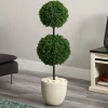 4ft. UV Resistant Boxwood Double Ball Topiary Artificial Tree in Oval Planter