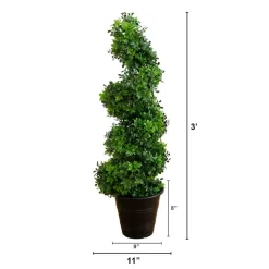 3ft. UV-Resistant Boxwood Spiral Topiary Artificial Tree in Decorative Planter