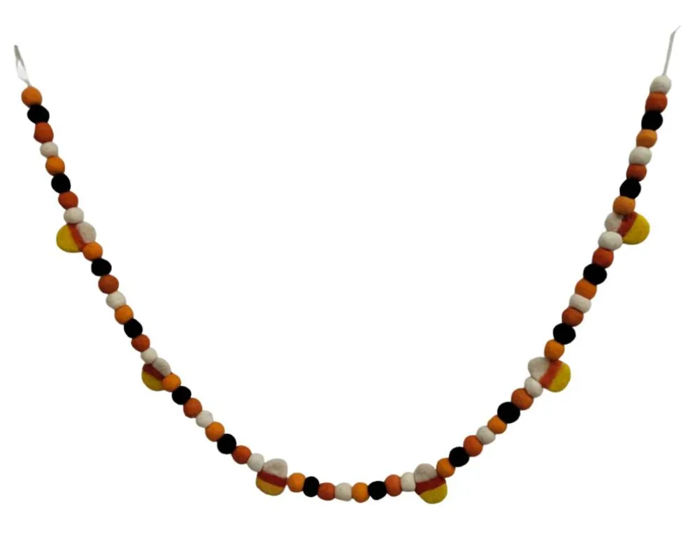 6ft. Wool Candy Corn & Pom Pom Garland by Ashland®