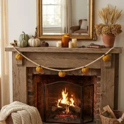 6ft. Wool Pumpkin & Wood Bead Garland by Ashland®