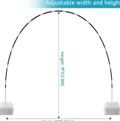 10FT x 9FT Adjustable Balloon Arch Kit – Stand with Water Base, Clips & Pump for Parties