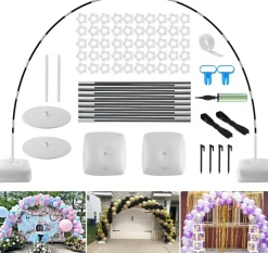 10FT x 9FT Adjustable Balloon Arch Kit – Stand with Water Base, Clips & Pump for Parties
