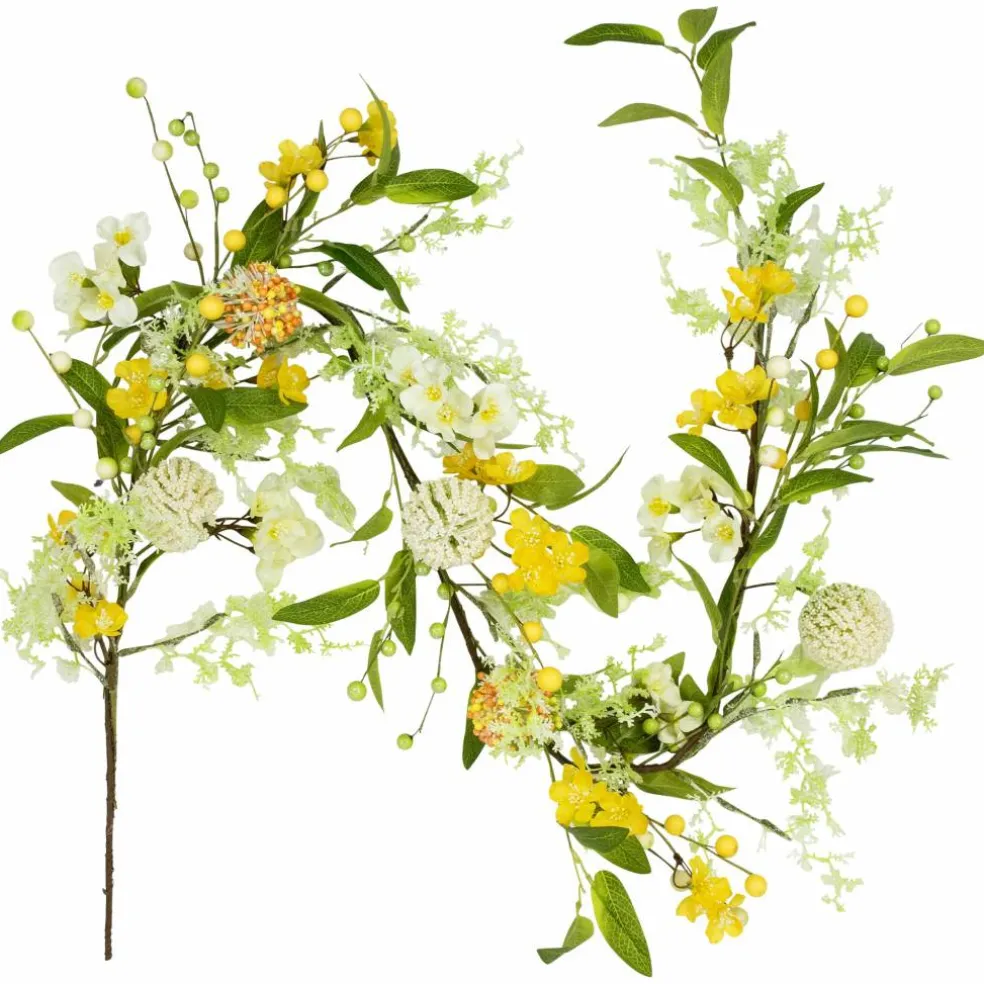 5ft. Yellow Berry & Thistle Floral Spring Garland