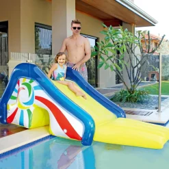 8ft. Yellow & Blue Pool Side Slide with an Attached Sprayer