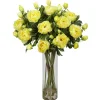 3ft. Yellow Peony Arrangement in Glass Vase