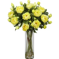 3ft. Yellow Peony Arrangement in Glass Vase