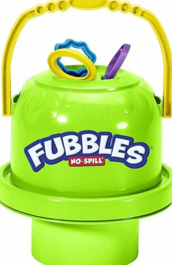 Fubbles No-Spill Big Bubble Bucket With Bubbles 20 oz, Outdoor Bubble Toy with 3 Wands
