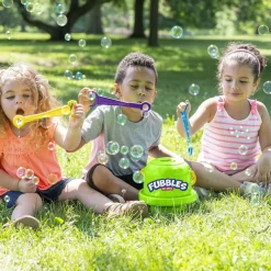 Fubbles No-Spill Big Bubble Bucket With Bubbles 20 oz, Outdoor Bubble Toy with 3 Wands