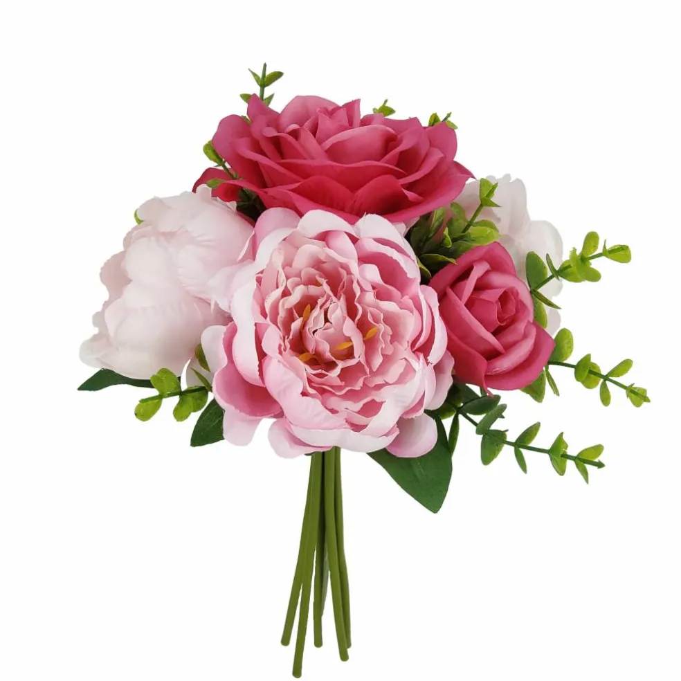 11.5" Fuchsia & Pink Peony & Rose Bouquet by Ashland®