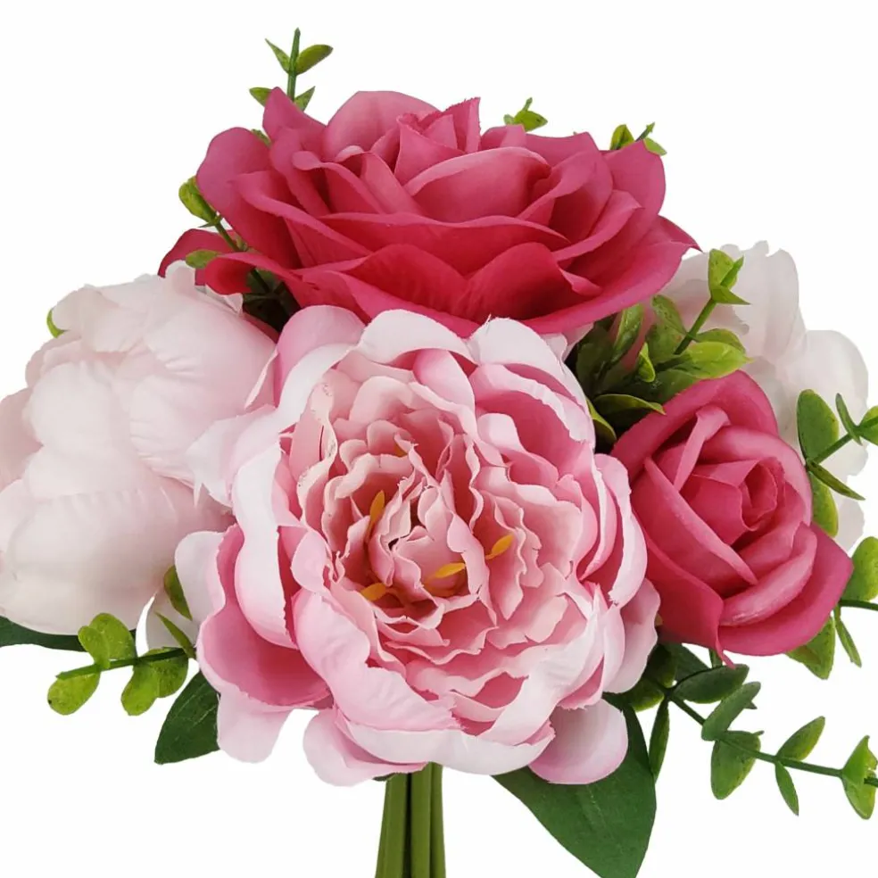 11.5" Fuchsia & Pink Peony & Rose Bouquet by Ashland®