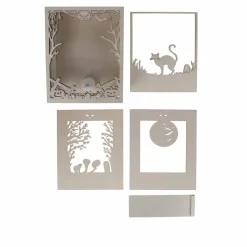 8.75" Full Moon Cat Shadow Box DIY LED Wood Décor by Make Market®