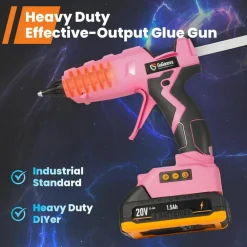 Full Size Cordless Glue Gun,20V Temp Adjust LCD Digital Display Fast Heating Accurate Dual Temp, Dripless Full Size Heavy Duty Hot Gun Kit with 12 Pcs Sticks (Battery Included)